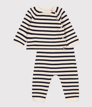 Load image into Gallery viewer, A091R LAGYM 01 NAVY CREAM NEWBORN OUTFITS PANTS STRIPES SWEATSHIRTS
