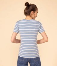 Load image into Gallery viewer, A08CJ 01 BLUE GREY SHORT SLEEVES STRIPES T-SHIRTS
