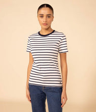 Load image into Gallery viewer, A08CJ 04 WHITE NAVY SHORT SLEEVES STRIPES T-SHIRTS
