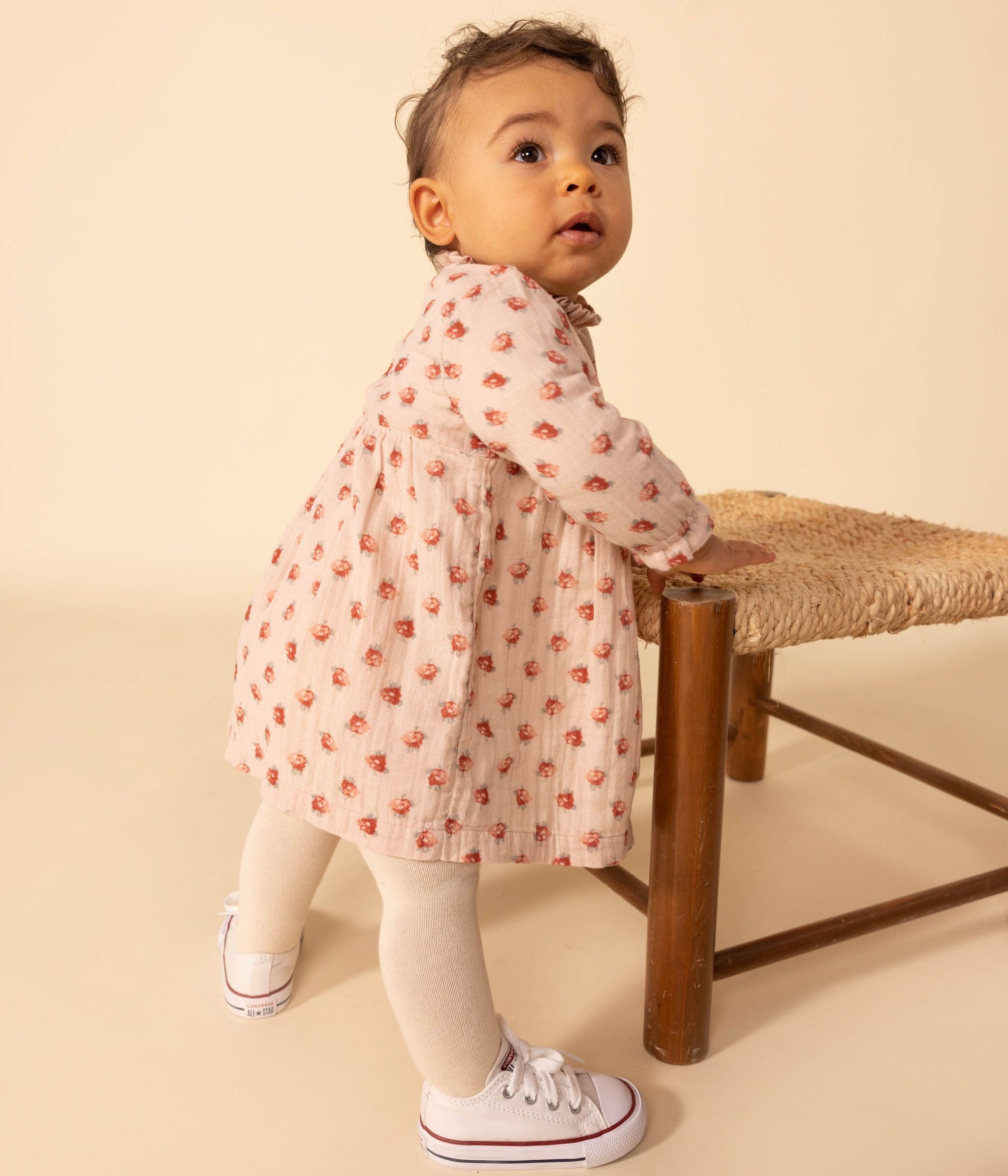 A0880 LEDDY 01 PINK MULTI DRESSES FLORAL LONG SLEEVES NEWBORN