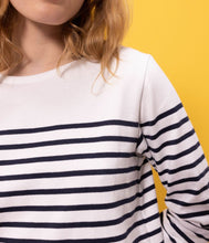 Load image into Gallery viewer, SS24-A06WH 01 WHITE NAVY LONG SLEEVES STRIPES SUMMER SPRING 2024
