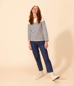 SS24-A06WH 01 WHITE NAVY LONG SLEEVES STRIPES SUMMER SPRING 2024