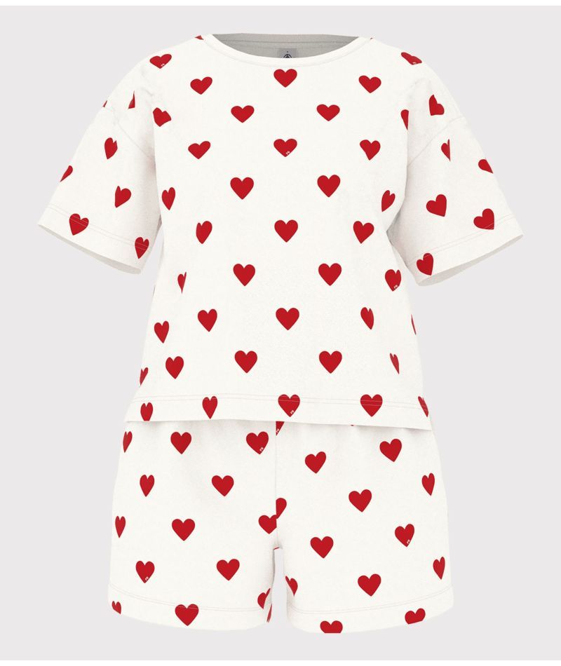 AW25-A09U0 01 WHITE RED LONG SLEEVES HEARTS HOMEWEAR