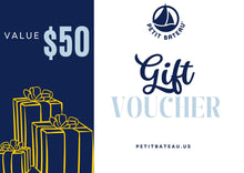 Load image into Gallery viewer, GIFT VOUCHER $50 ACCESSORIES BOXERS KNICKERS LONG SLEEVE SHORT BIBS BLOUSES BODYSUITS BOOTIES BOXY BRAS BRETON TOP BUNTING CAMISOLE CAP CARDIGAN COATS COMFORTERS COUPE-VENT DRESSES FLORAL GLOVES HAT HEARTS HOMEWEAR HOODIE ICONIC JACKET JOGGERS LEGGINGS NE