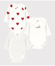 Load image into Gallery viewer, FW26 - A00AZ 00 WHITE RED BABY BODYSUITS FALL WINTER 2026 HEARTS NEWBORN PERMANENTS
