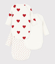 Load image into Gallery viewer, FW26 - A00AZ 00 WHITE RED BABY BODYSUITS FALL WINTER 2026 HEARTS NEWBORN PERMANENTS