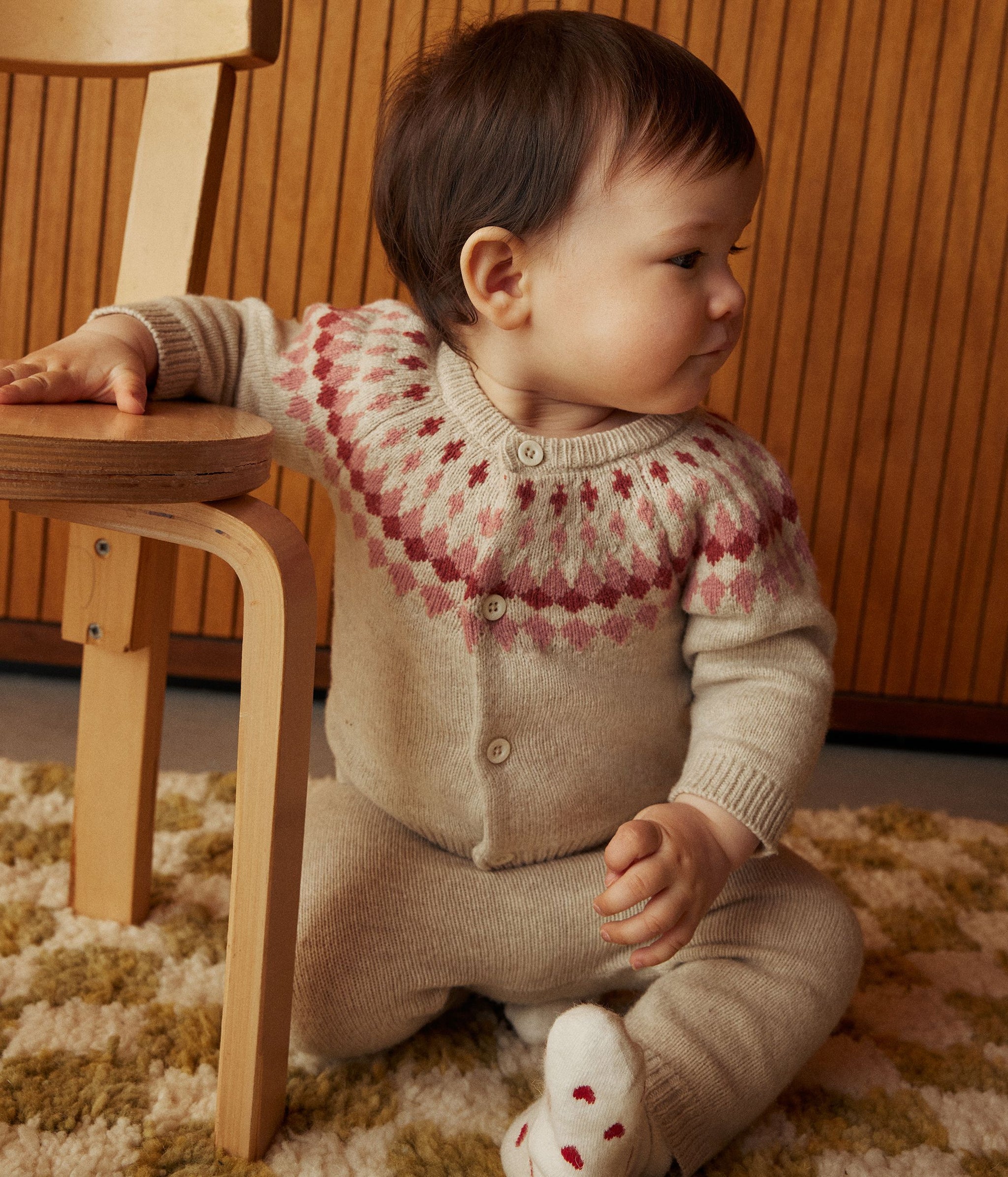 AW24 - A0AZJ 02 BEIGE PINK 25% SALE FALL WINTER 2024/25 NEWBORN OUTFITS SWEATER