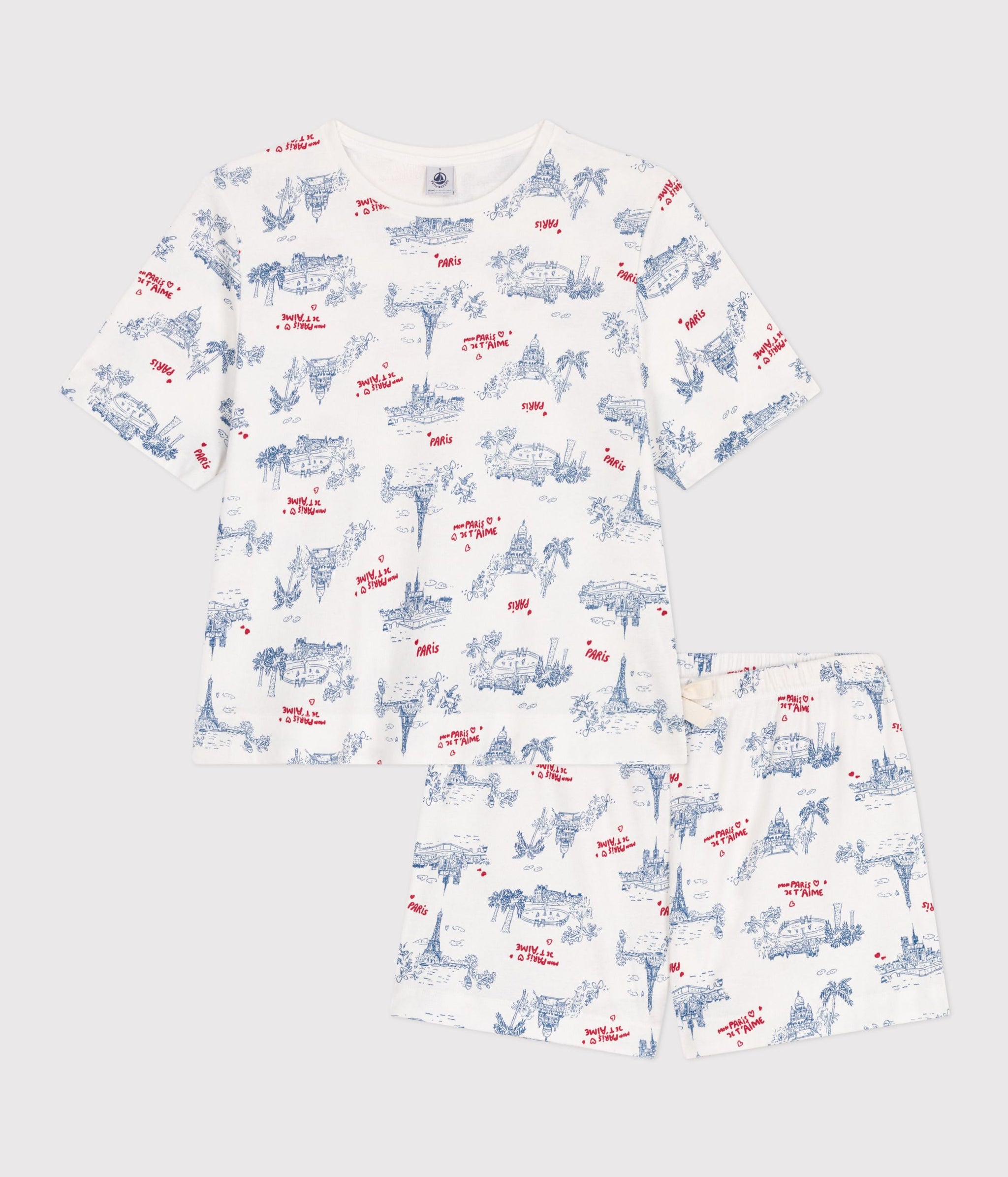 AW25 - A0CQM 01 WHITE MULTI SHORT SLEEVES FALL WINTER 2025/26 HOMEWEAR PARIS THEME PYJAMAS