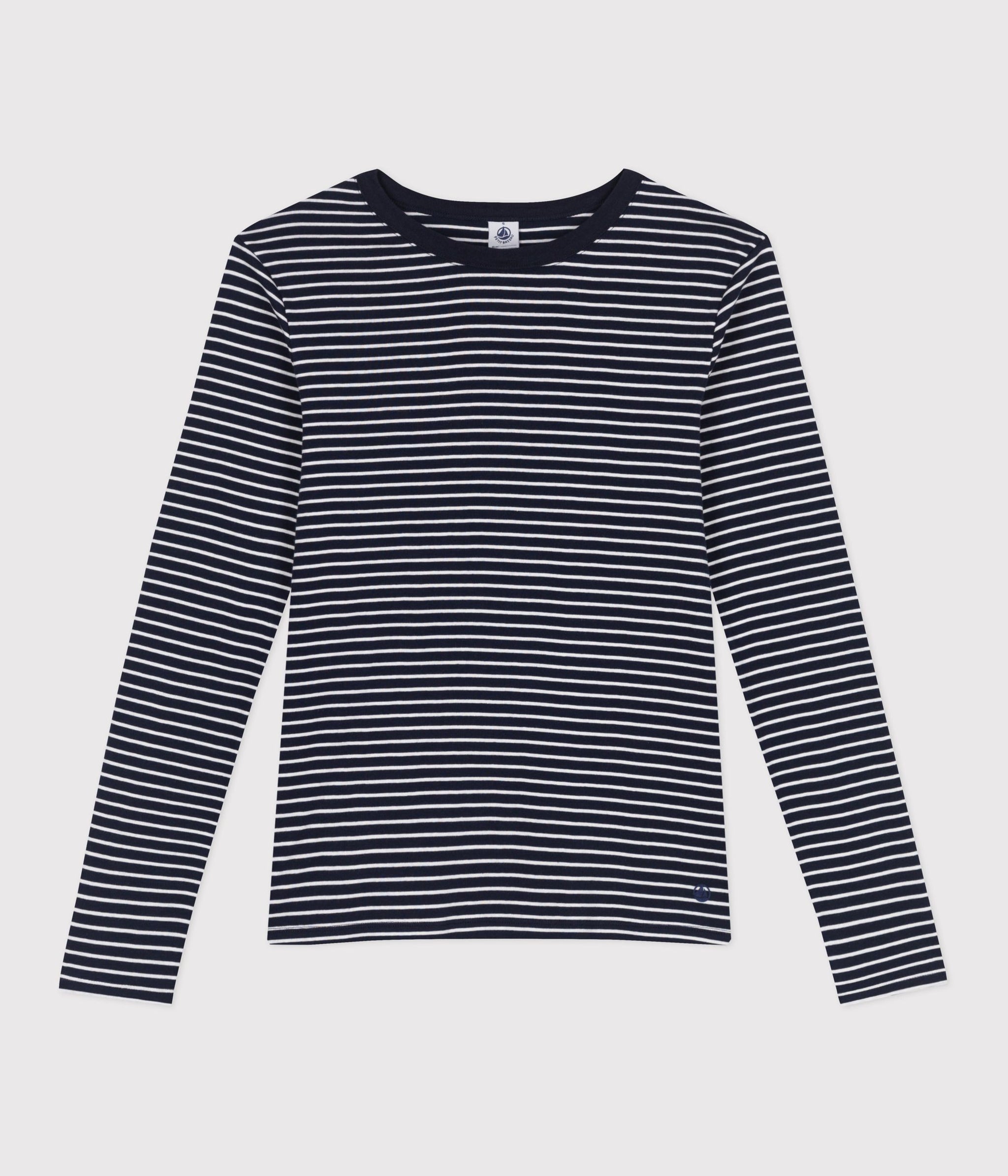 AW25 - A0D46 01 NAVY WHITE LONG SLEEVES CREWNECK TEE FALL WINTER 2025/26 ICONIC STRIPES