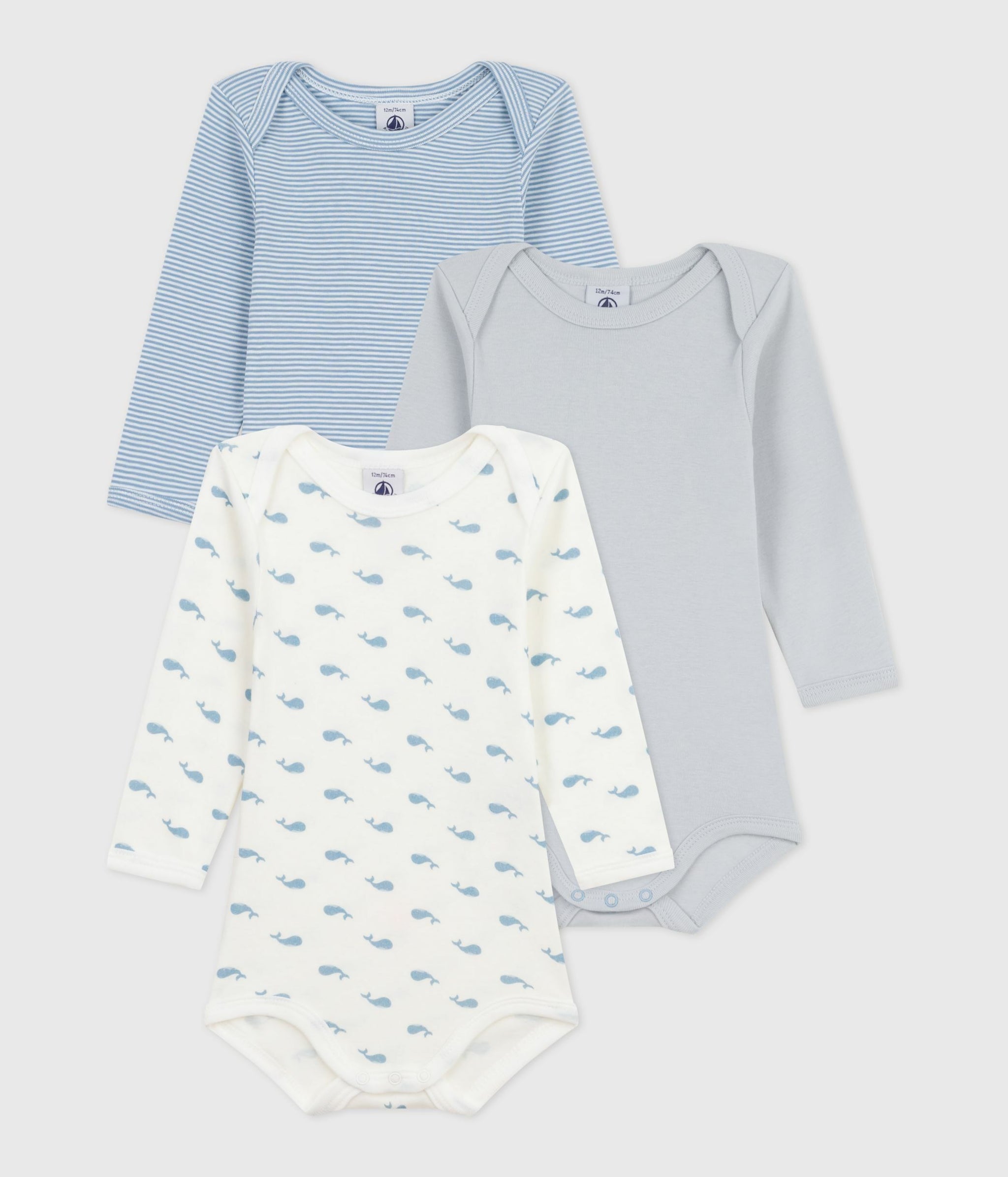 AW25 - A0EB1 00 WHITE MULTI BODYSUITS FALL WINTER 2025/26 LONG SLEEVES NEWBORN SAILOR STRIPES