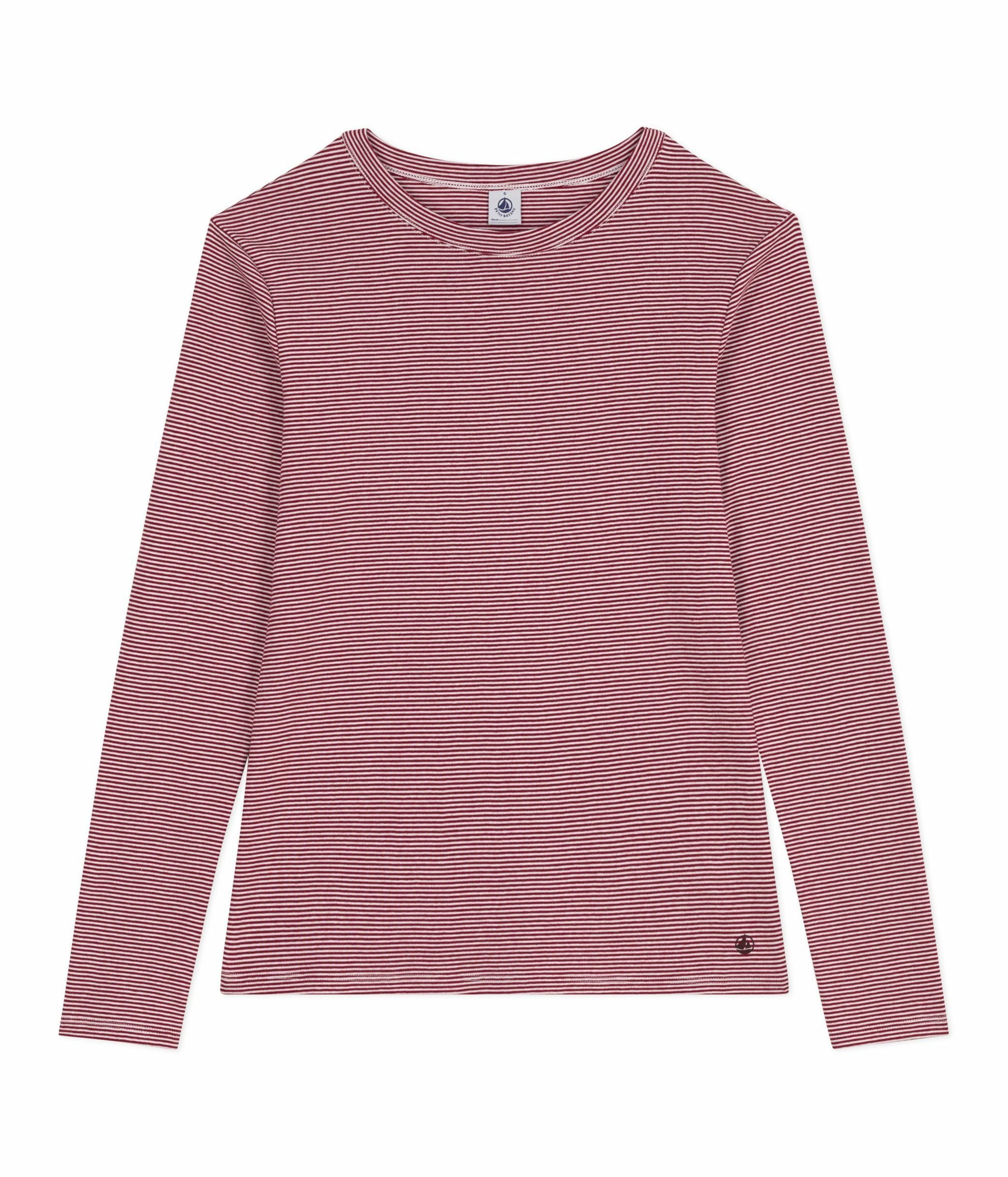 AW25 - A0EOD 01 BURGUNDY WHITE LONG SLEEVES CREWNECK TEE FALL WINTER 2025/26 STRIPES TOPS