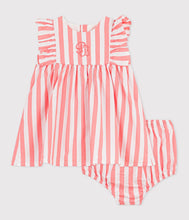 Load image into Gallery viewer, FW26 - A0FFZ 01 WHITE CORAL BABY DRESSES FALL WINTER 2026 NEW ARRIVAL STRIPES