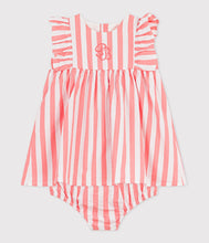 Load image into Gallery viewer, FW26 - A0FFZ 01 WHITE CORAL BABY DRESSES FALL WINTER 2026 NEW ARRIVAL STRIPES