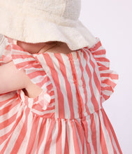 Load image into Gallery viewer, FW26 - A0FFZ 01 WHITE CORAL BABY DRESSES FALL WINTER 2026 NEW ARRIVAL STRIPES