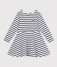 Load image into Gallery viewer, FW26 - A0HFD 02 WHITE NAVY DRESSES FALL WINTER 2026 GIRL NEW ARRIVAL STRIPES