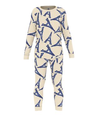 AW25 A08N7 LIBR 01 CREAM BLUE 20% LONG SLEEVES PARIS THEME PYJAMAS SPRING SUMMER 2025