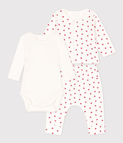 A091Q LADY 01 WHITE RED NEWBORN OUTFITS HEARTS