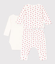 Load image into Gallery viewer, A091Q LADY 01 WHITE RED NEWBORN OUTFITS HEARTS
