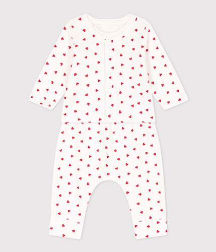 A091Q LADY 01 WHITE RED HEARTS NEWBORN OUTFITS