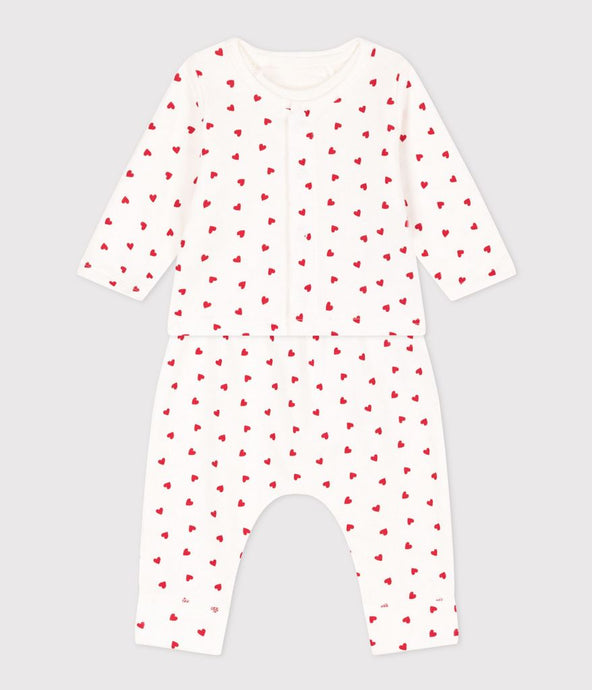 A091Q LADY 01 WHITE RED HEARTS NEWBORN OUTFITS