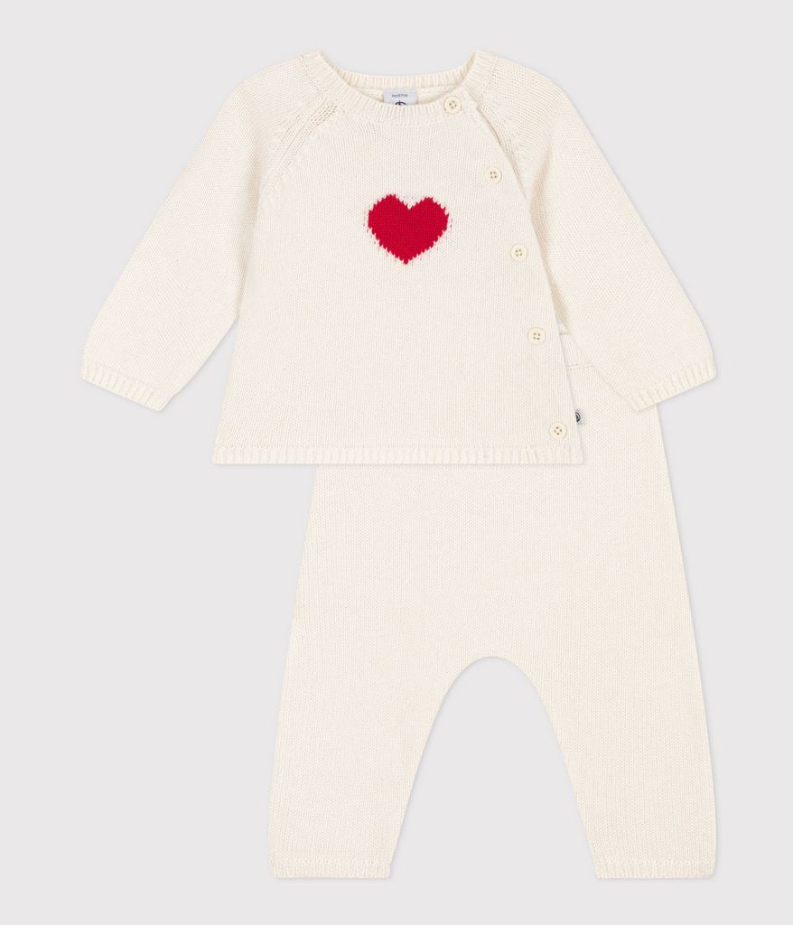 A0839 LABCOAT 03 WHITE HEARTS NEWBORN OUTFITS