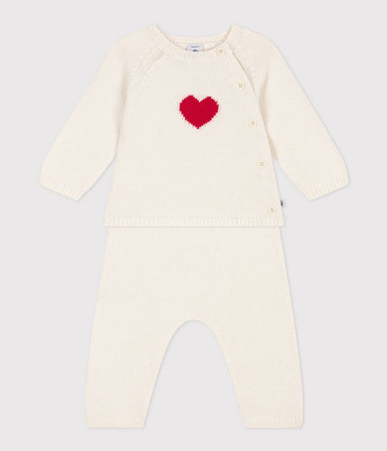 A0839 LABCOAT 03 WHITE HEARTS NEWBORN OUTFITS