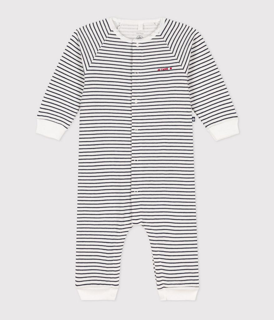 Petit Bateau Puffer Bunting online Warming Bodysuit Striped Ducks