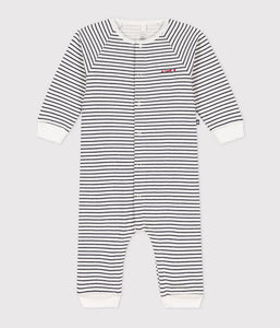 A092Z LAGUNE 03 WHITE NAVY BODYSUITS NEWBORN ROMPERS STRIPES