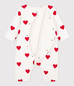 FW23 A00K8 01 WHITE RED BODYSUITS HEARTS NEWBORN ROMPERS