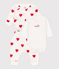 Load image into Gallery viewer, A084W LALLA 01 WHITE RED BODYSUITS CARDIGAN HEARTS NEWBORN OUTFITS PANTS
