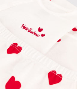 A084W LALLA 01 WHITE RED NEWBORN OUTFITS BODYSUITS HEARTS CARDIGAN PANTS
