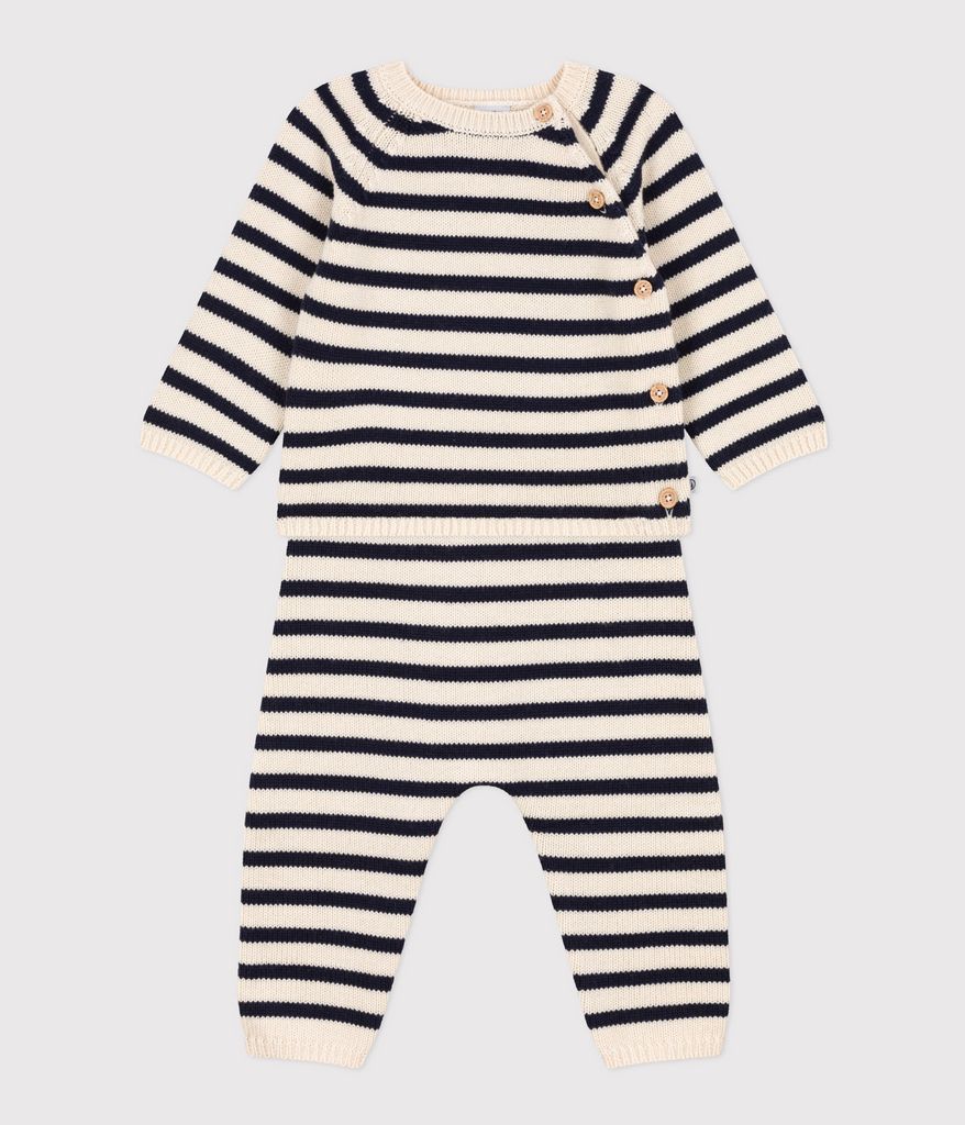 A091R LAGYM 01 NAVY CREAM NEWBORN OUTFITS PANTS STRIPES SWEATSHIRTS