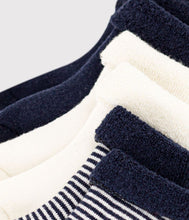 Load image into Gallery viewer, A08ZQ 98 NAVY WHITE NEWBORN SOCKS STRIPES
