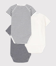 Load image into Gallery viewer, A097H FACE 00 WHITE NAVY NEWBORN BODYSUITS STRIPES
