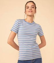 Load image into Gallery viewer, A08CJ 01 BLUE GREY SHORT SLEEVES STRIPES T-SHIRTS
