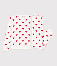 Load image into Gallery viewer, A081A 02 WHITE RED LONG SLEEVES HEARTS PYJAMAS
