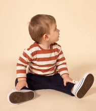 Load image into Gallery viewer, A08IN LAZARO 01 RUST CREAM 50% SALE LONG SLEEVES NEWBORN STRIPES
