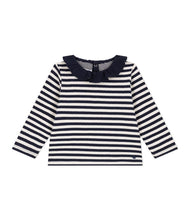 Load image into Gallery viewer, A091V LEPTON 01 NAVY CREAM NEWBORN STRIPES LONG SLEEVES
