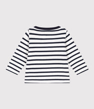 Load image into Gallery viewer, A08FI LASCINANT 01 WHITE NAVY LONG SLEEVES NEWBORN STRIPES
