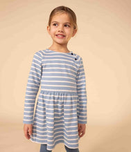 Load image into Gallery viewer, A08HA LOOKING 01 BLUE WHITE DRESSES LONG SLEEVES STRIPES
