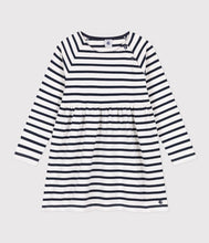 Load image into Gallery viewer, A08HA LOOKING 02 NAVY WHITE DRESSES STRIPES LONG SLEEVES
