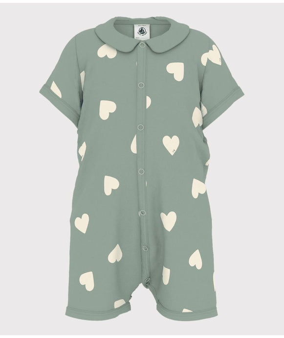 SS24-A09LD 01 GREEN CREAM 50% SALE HEARTS NEWBORN ROMPERS SUMMER SPRING 2024