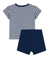Load image into Gallery viewer, A077V FEUILLAGE 01 NAVY WHITE SETS STRIPES SUMMER SPRING 2024
