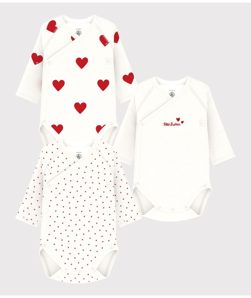 AW24 - A00AZ 00 WHITE RED BODYSUITS FALL WINTER 2024/25 HEARTS LONG SLEEVES NEWBORN PERMANENTS