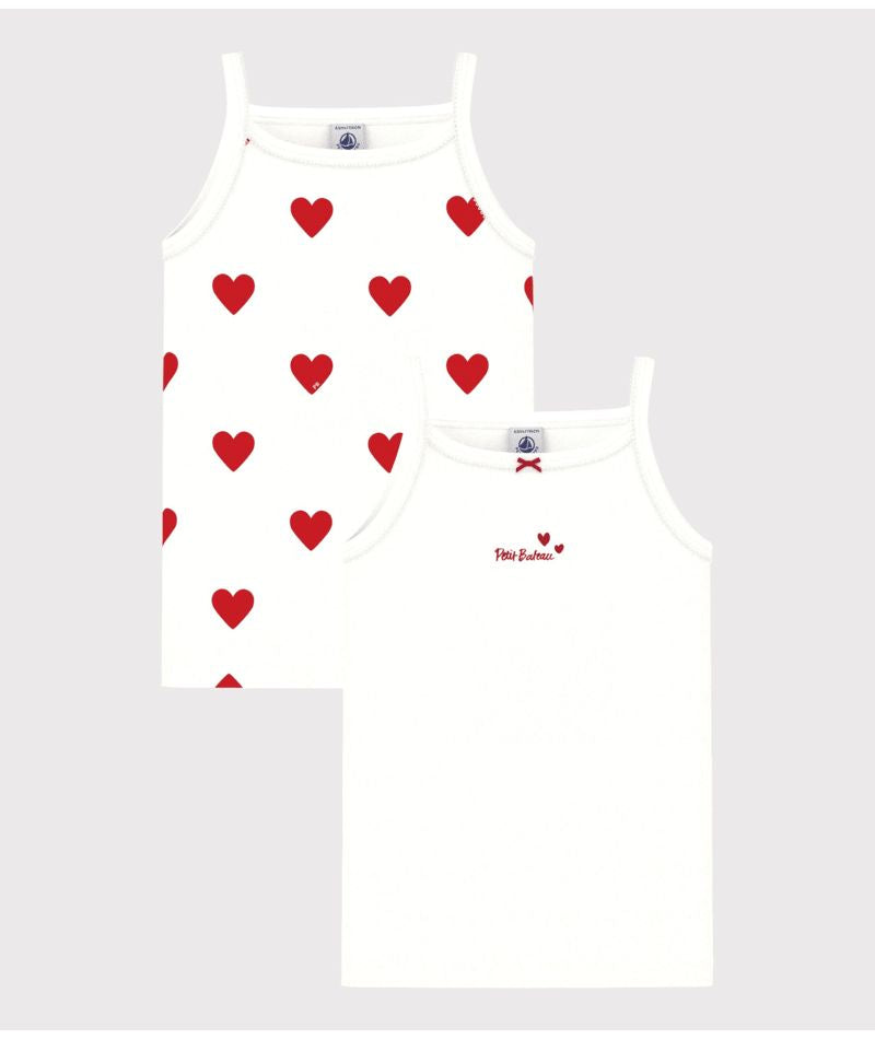 AW25 - A00FQ 00 WHITE RED CAMISOLE FALL WINTER 2024/25 HEARTS T-SHIRTS