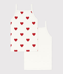 AW25 - A00FQ 00 WHITE RED CAMISOLE FALL WINTER 2025/26 HEARTS T-SHIRTS