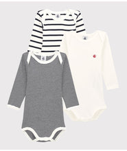 Load image into Gallery viewer, AW24 - A01TB 00 WHITE NAVY BODYSUITS FALL WINTER 2024/25 LONG SLEEVES NEWBORN PERMANENTS STRIPES
