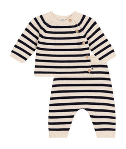 AW24 - A0AZM 01 NAVY CREAM FALL WINTER 2024/25 NEWBORN OUTFITS SAILOR STRIPES SWEATER