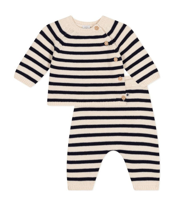 AW24 - A0AZM 01 NAVY CREAM FALL WINTER 2024/25 NEWBORN OUTFITS SAILOR STRIPES SWEATER