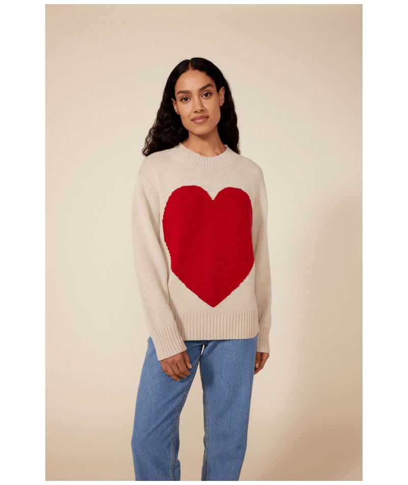AW25 - A0B1D 01 CREAM RED LONG SLEEVES FALL WINTER 2024/25 HEARTS ICONIC